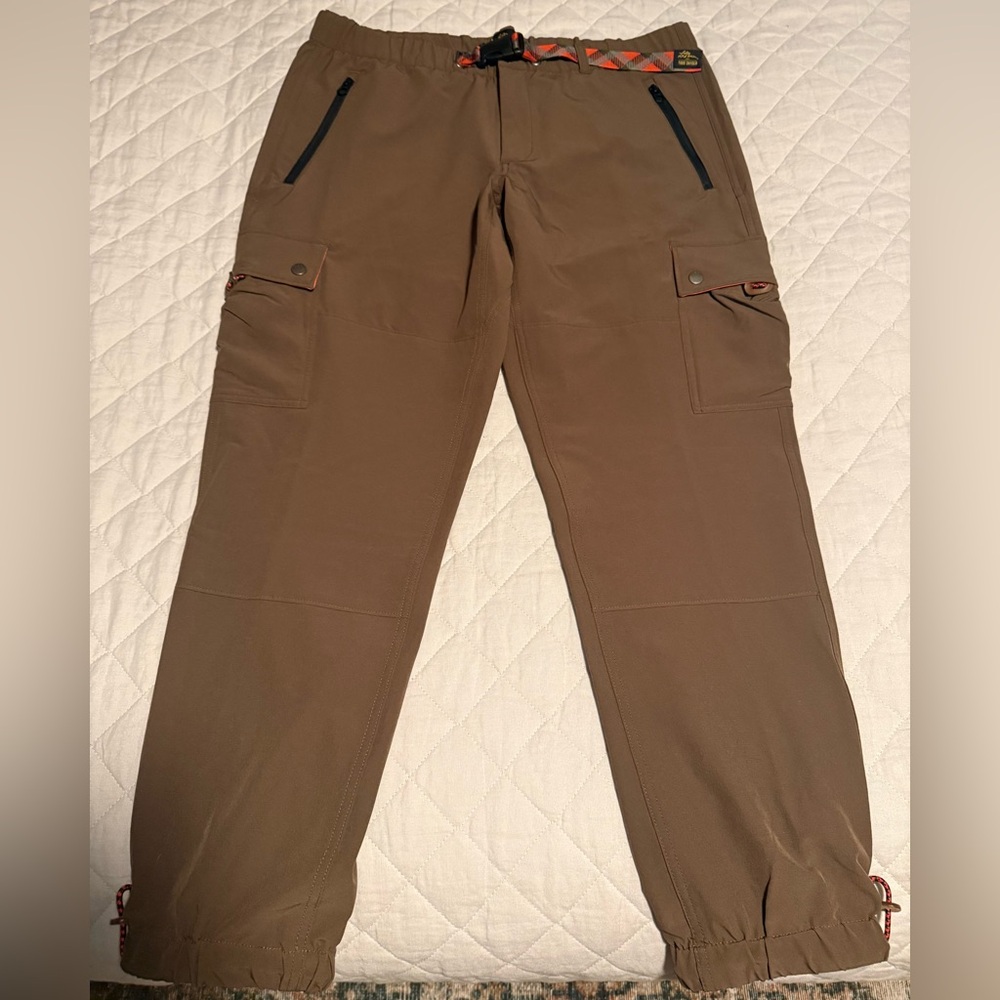 L.L. Bean X Todd Snyder Olive Brown Climbing Pants with Red Checkered Belt - Picture 2 of 4